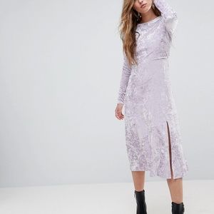 Miss Selfridge Lilac Velvet dress front slit